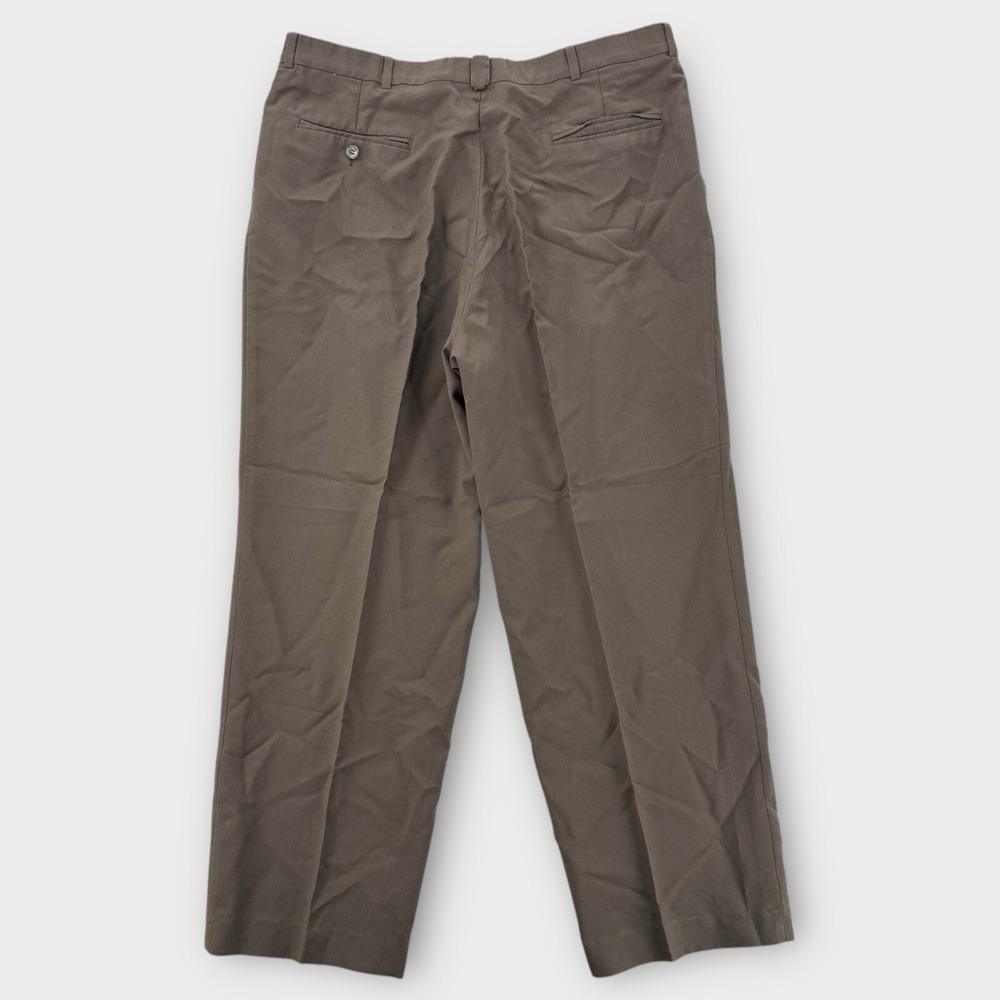 Vintage Levis Travelers Pants Mens 38x32 Brown Pleated Wool Blend Chino Trousers - Picture 2 of 9